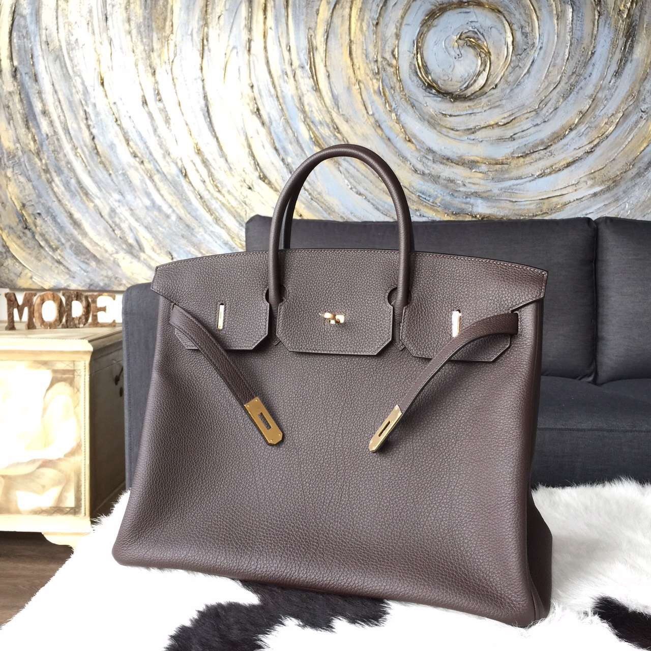 Replica Hermes Horseshoe Birkin 40cm Togo Calfskin Original Leather Bag