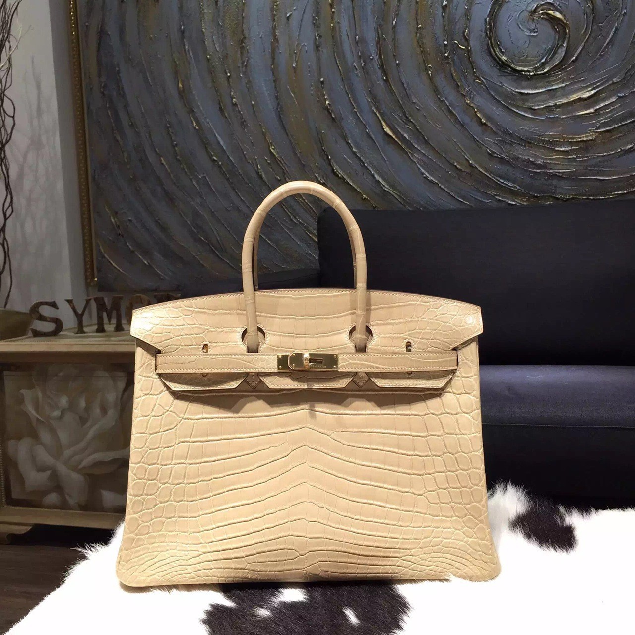  Hermes  Matte Alligator  Crocodile Birkin  35cm Gold Hardware 