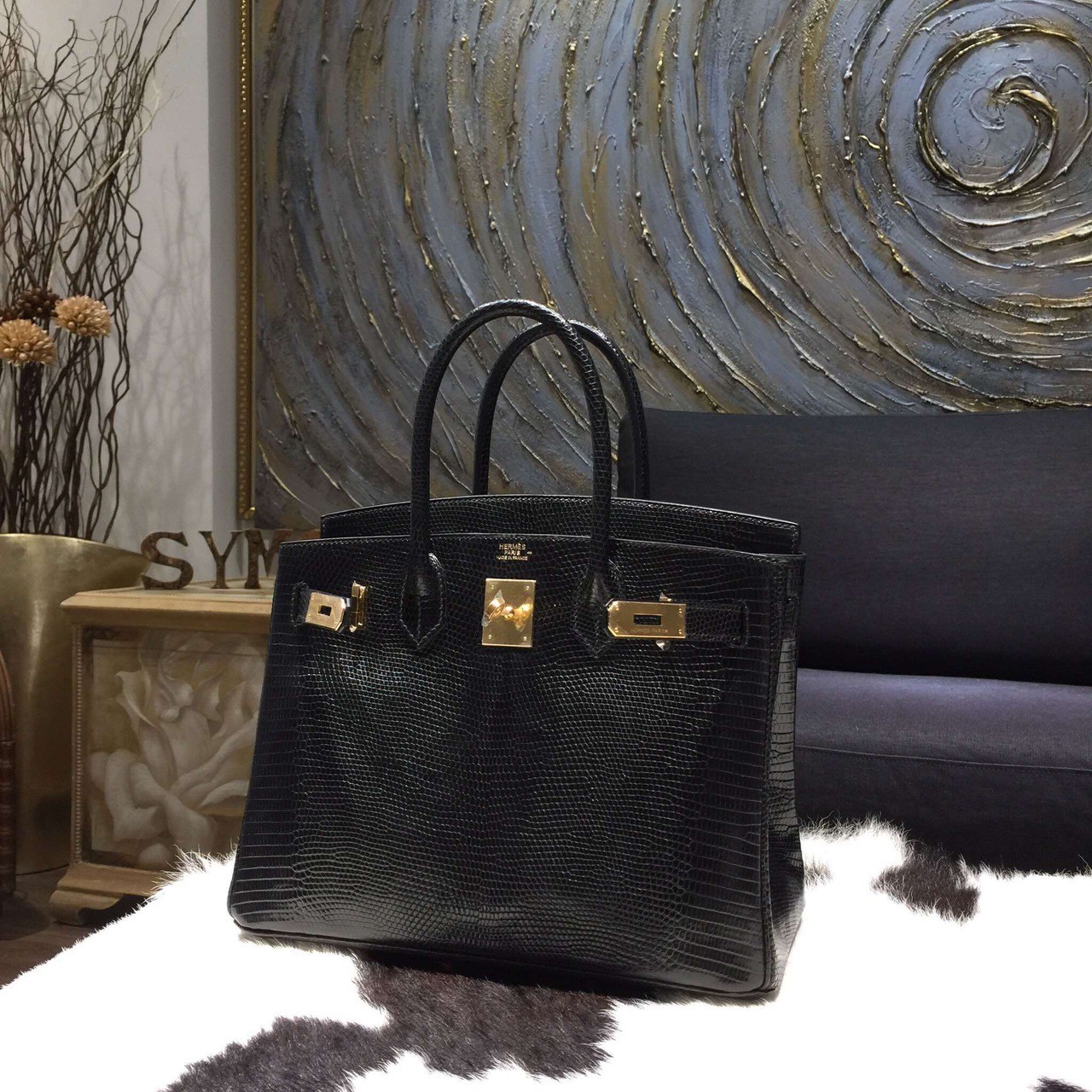 Copy Hermes  Birkin  30cm Lizard Skin Original  Leather Bag 