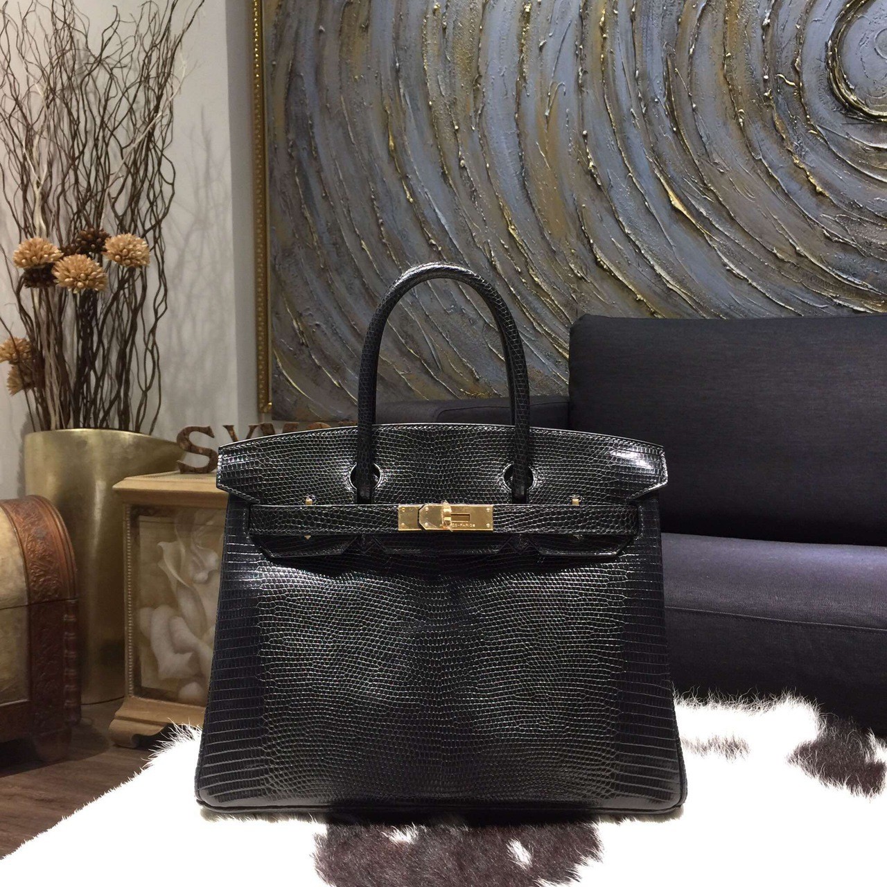 Copy Hermes Birkin 30cm Lizard Skin Original Leather Bag Handstitched ...