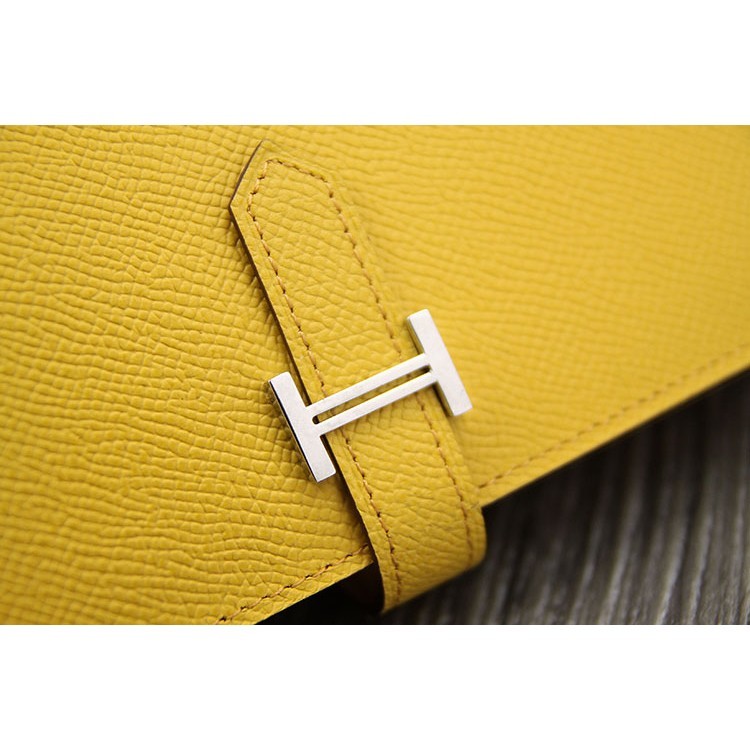 Hermes Bearn Gusset Wallet In Yellow Epsom Leather RS00563