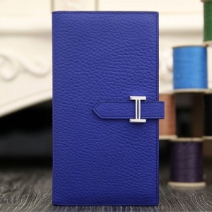 Fake Hermes Dogon Combine Wallet In Electric Blue Leather RS20790