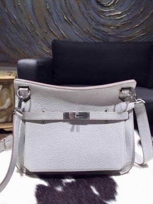 Best Hermes Jypsiere 28cm Gypsy Bag Pearl Gray CK80 Togo Palladium RS11931