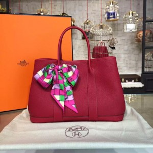 Hermes Garden Party 30cm Togo Calfskin Leather Palladium Hardware High Quality, Rouge Casaque RS02812