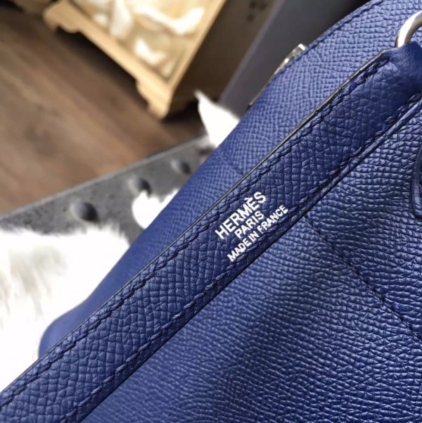 Replica Hermes Bolide 27 Bag Handmade in 8u Blue Glacier Epsom Calfskin PHW  